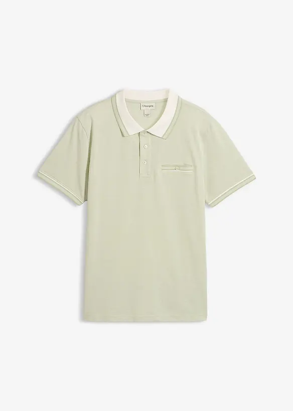 Poloshirt aus robustem Piqué in grün von vorne - bonprix