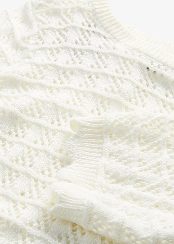 Ajour-Pullover in weiß - bonprix