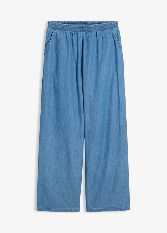Wide-Leg-Jeans Mid Waist aus reiner Bio-Baumwolle in blau von vorne - bonprix