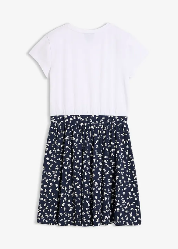 Jerseykleid aus elastischem Bio-Baumwoll-Mix in weiß von hinten - bonprix