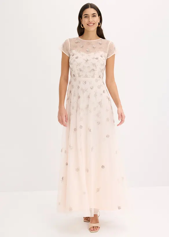 Abendkleid aus zartem Tüll mit Paillettenstickerei in rosa von vorne (Totalaufnahme) - bonprix Abendkleid aus zartem Tüll mit Paillettenstickerei in rosa von vorne (Totalaufnahme) - bonprix