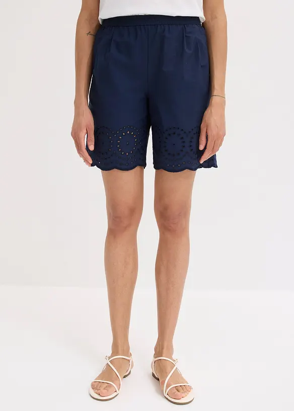 Schlupf-Shorts aus reiner Baumwolle in blau von vorne - bonprix