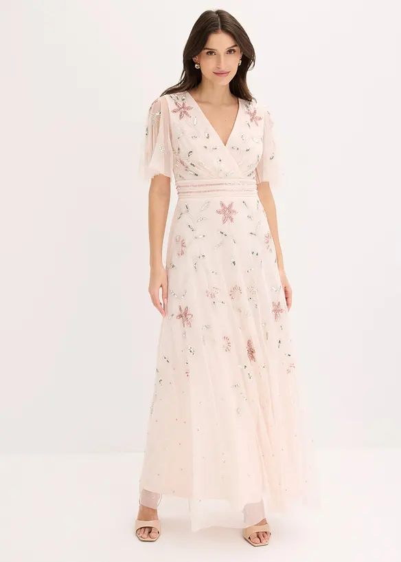 Abendkleid mit Paillettenstickerei in rosa von vorne (Totalaufnahme) - bonprix Abendkleid mit Paillettenstickerei in rosa von vorne (Totalaufnahme) - bonprix