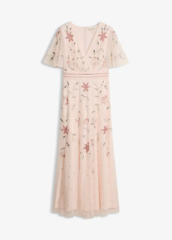 Abendkleid mit Paillettenstickerei in rosa von vorne - bonprix Abendkleid mit Paillettenstickerei in rosa von vorne - bonprix