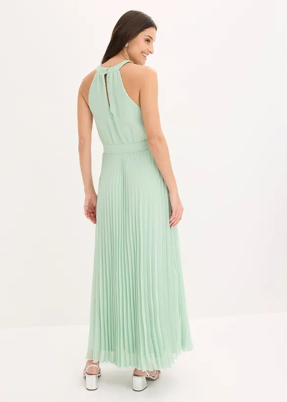 Abendkleid aus feinem Chiffon mit Plisseé in grün von hinten (Totalaufnahme) - bonprix Abendkleid aus feinem Chiffon mit Plisseé in grün von hinten (Totalaufnahme) - bonprix