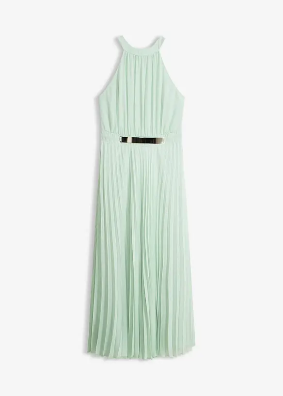 Abendkleid aus feinem Chiffon mit Plisseé in grün von vorne - bonprix Abendkleid aus feinem Chiffon mit Plisseé in grün von vorne - bonprix