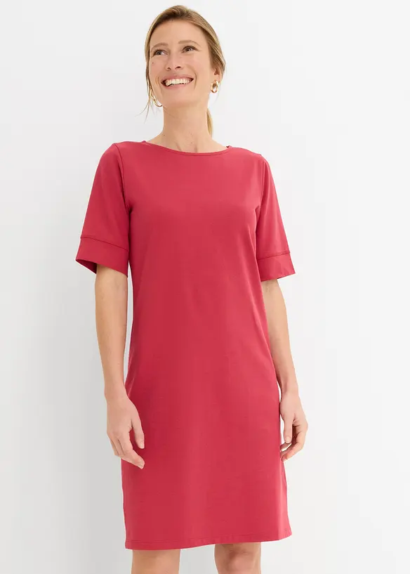 Shirtkleid aus elastischem Baumwoll-Mix in rot von vorne (Totalaufnahme) - bonprix Shirtkleid aus elastischem Baumwoll-Mix in rot von vorne (Totalaufnahme) - bonprix