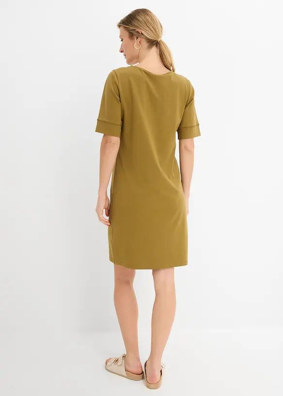 Shirtkleid aus elastischem Baumwoll-Mix in grün von hinten (Totalaufnahme) - bonprix Shirtkleid aus elastischem Baumwoll-Mix in grün von hinten (Totalaufnahme) - bonprix