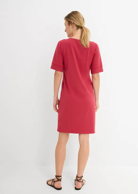 Shirtkleid aus elastischem Baumwoll-Mix in rot von hinten (Totalaufnahme) - bonprix Shirtkleid aus elastischem Baumwoll-Mix in rot von hinten (Totalaufnahme) - bonprix