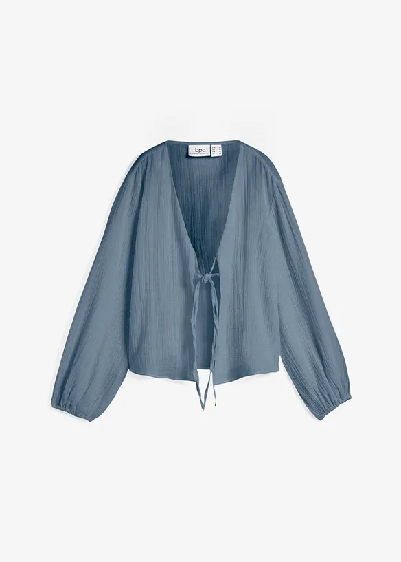 Musselin-Bolero aus reiner Baumwolle in blau von vorne - bonprix