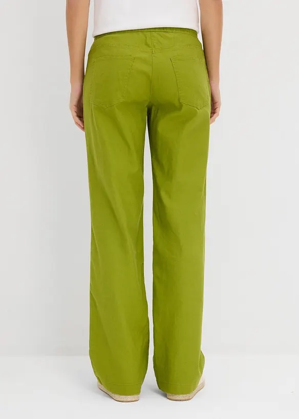 Leinen-Hose mit weitem Bein in grün von hinten - bonprix Leinen-Hose mit weitem Bein in grün von hinten - bonprix