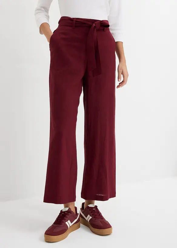 Culotte aus luftigem Leinen-Mix in rot von vorne - bonprix Culotte aus luftigem Leinen-Mix in rot von vorne - bonprix