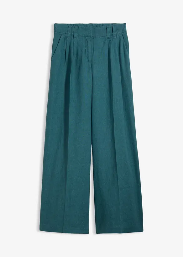Leinenhose in petrol von vorne - bonprix Leinenhose in petrol von vorne - bonprix