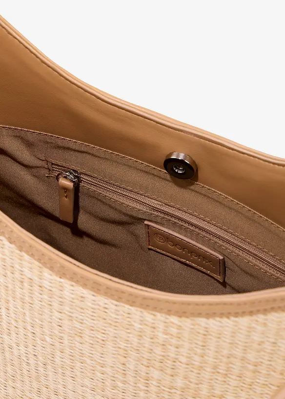Shopper in Strohoptik in beige geöffnet - bonprix