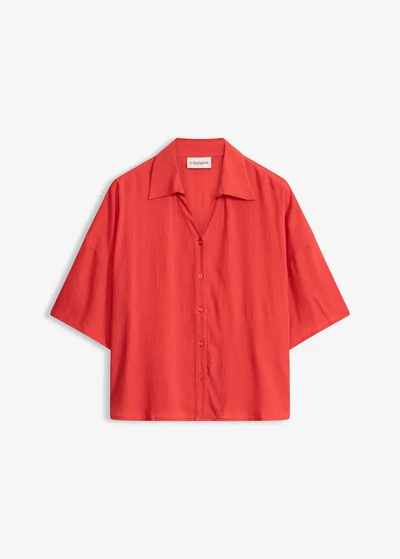 Kurze Strandbluse aus fließender Viskose in rot von vorne - bonprix Kurze Strandbluse aus fließender Viskose in rot von vorne - bonprix