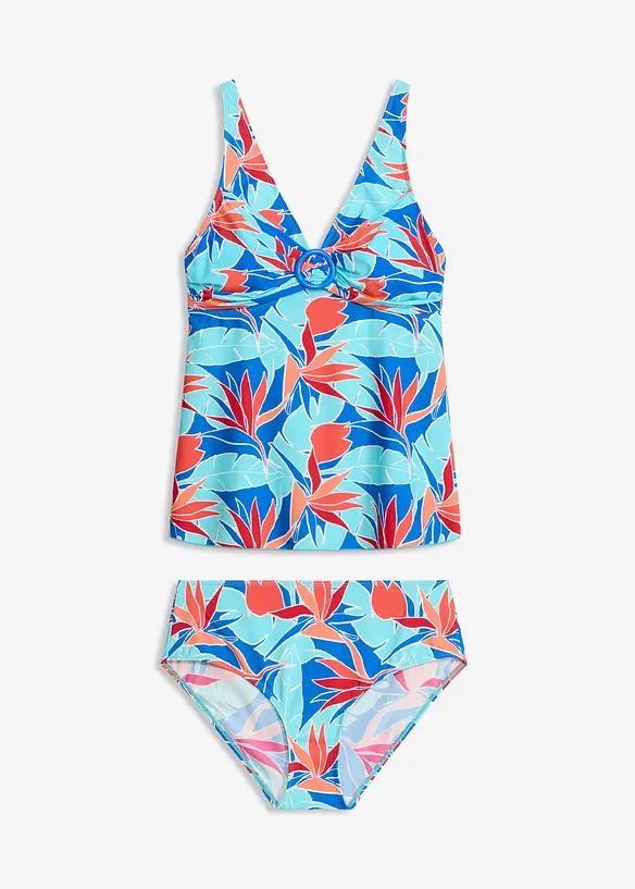 Tankini mit Ringdetail (2-tlg.Set) in blau von vorne - bonprix
