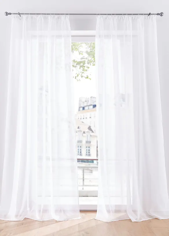 Transparente Gardine mit feiner Struktur, auch in extra lang (1er Pack) in weiß - bonprix