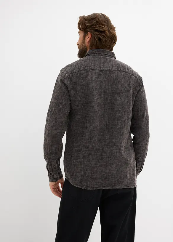 Hemd aus weichem Musselin in schwarz von hinten (im Anschnitt) - bonprix