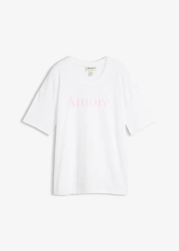 T-Shirt aus reiner Bio-Baumwolle in weiß von vorne - bonprix