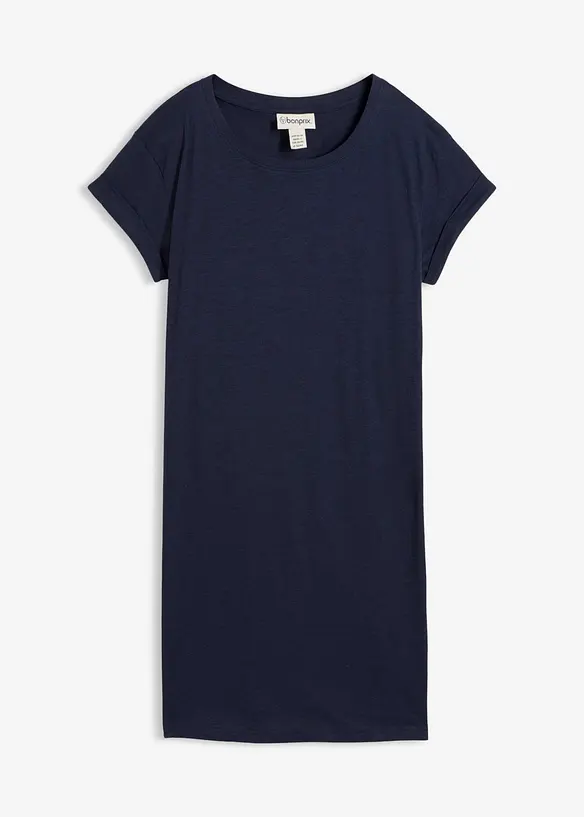 Shirtkleid aus reiner Bio-Baumwolle in blau von vorne - bonprix