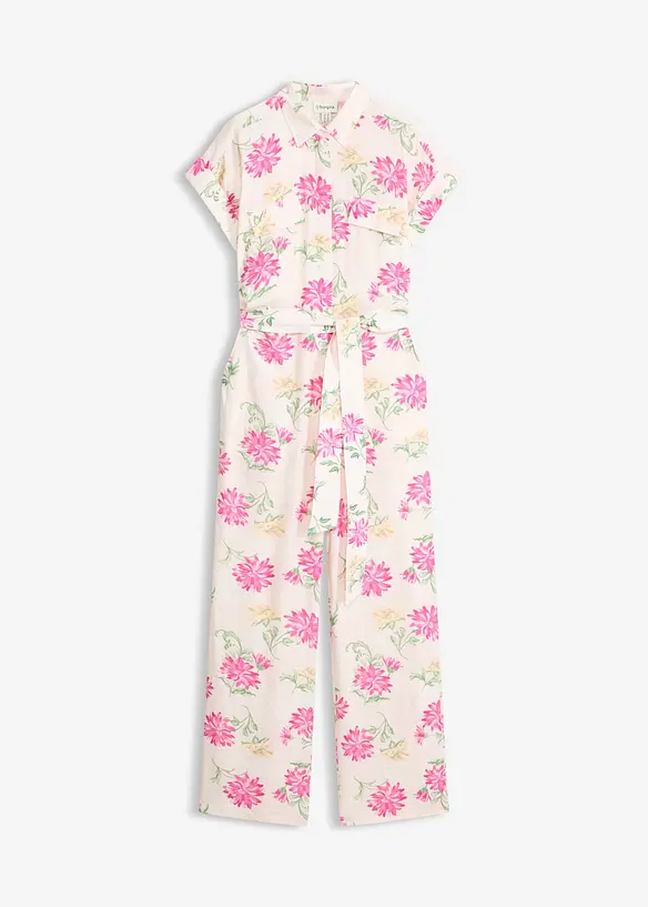 Jumpsuit aus fließendem Viskose-Mix in rosa von vorne - bonprix Jumpsuit aus fließendem Viskose-Mix in rosa von vorne - bonprix