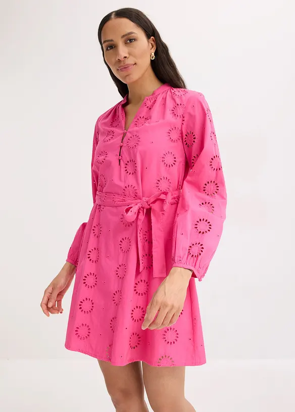 Blusenkleid aus reiner Bio-Baumwolle in pink von vorne (Totalaufnahme) - bonprix Blusenkleid aus reiner Bio-Baumwolle in pink von vorne (Totalaufnahme) - bonprix