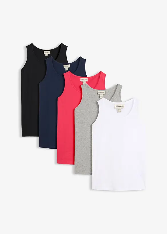 Long-Top (5er-Pack) in pink von vorne - bonprix