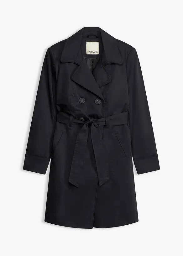 Doppelreihiger Trenchcoat in schwarz von vorne - bonprix