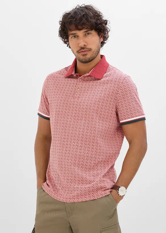 Poloshirt aus reiner Bio-Baumwolle in rot von vorne (im Anschnitt) - bonprix