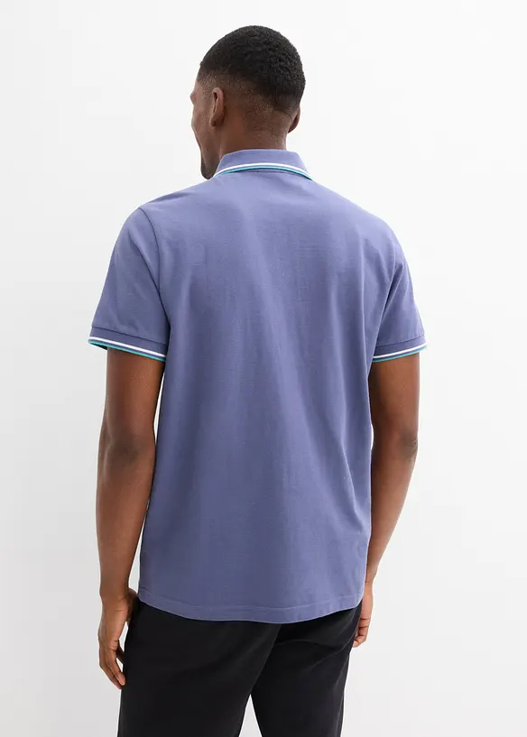 Piqué-Poloshirt aus reiner Bio-Baumwolle in blau von hinten (im Anschnitt) - bonprix