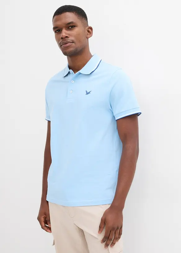 Poloshirt aus robustem Piqué in blau von vorne (im Anschnitt) - bonprix