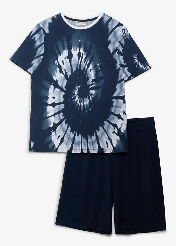 T-Shirt und Jersey-Bermuda (2-tlg.Set) in blau von vorne - bonprix