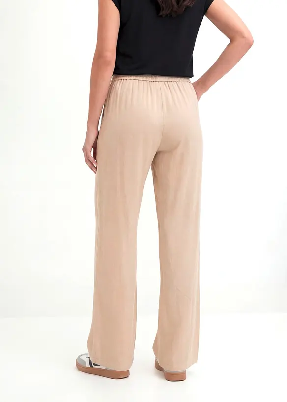 Palazzo-Hose aus softer Viskose in beige von hinten - bonprix Palazzo-Hose aus softer Viskose in beige von hinten - bonprix