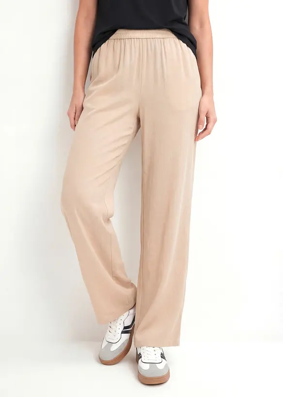 Palazzo-Hose aus softer Viskose in beige von vorne - bonprix Palazzo-Hose aus softer Viskose in beige von vorne - bonprix