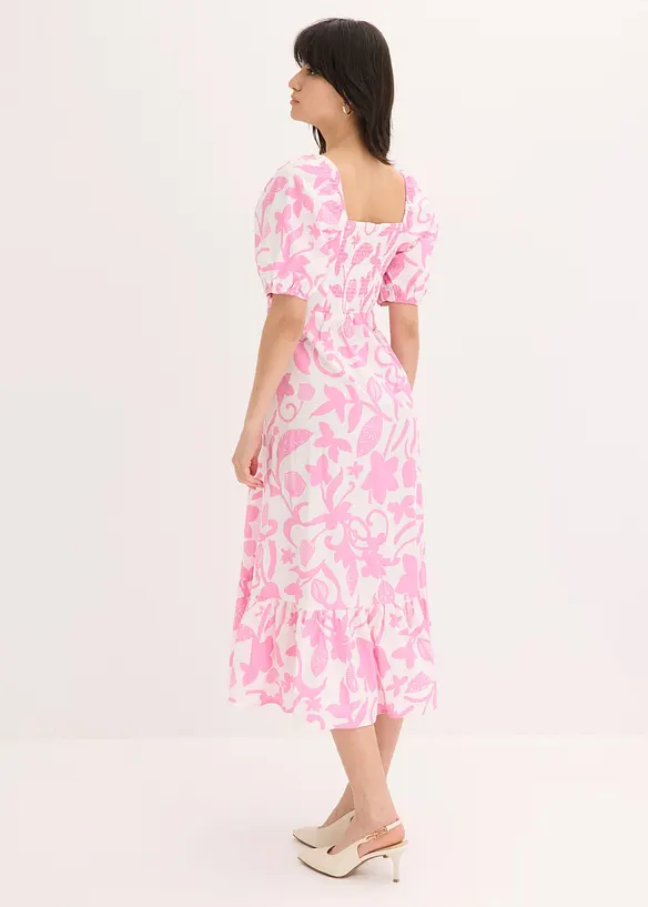 Midikleid aus reiner Bio-Baumwolle in weiß von hinten (Totalaufnahme) - bonprix