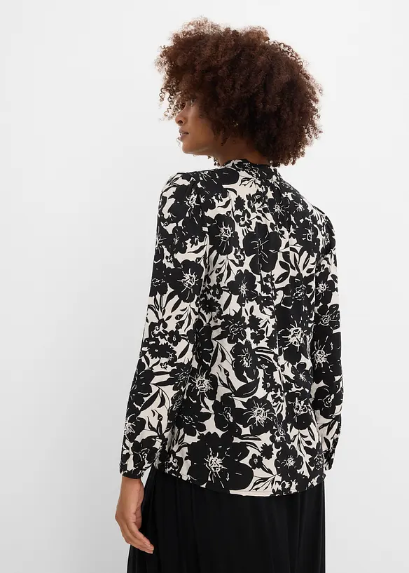 Bluse mit Spitzenbändern in schwarz von hinten (im Anschnitt) - bonprix