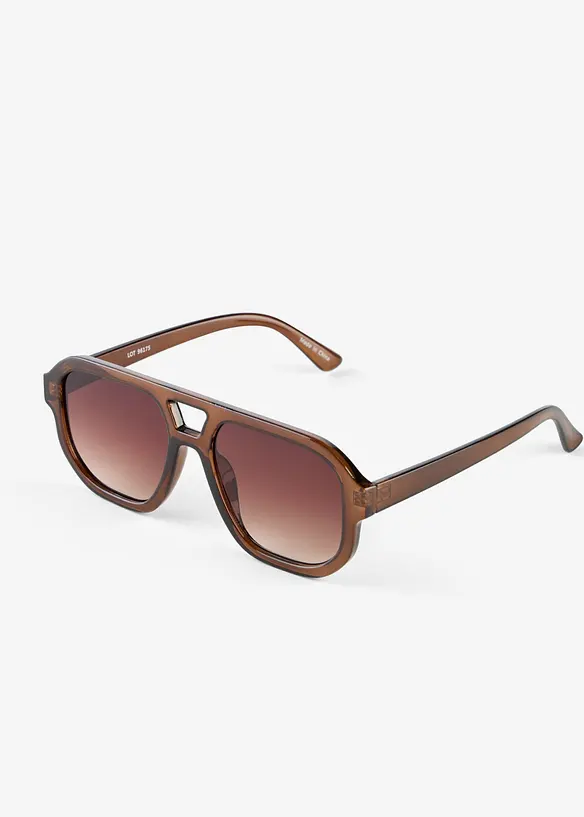 Sonnenbrille mit Kunststoffrahmen in braun von vorne - bonprix
