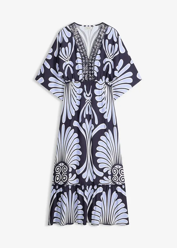 Maxikleid aus fließender Viskose in blau von vorne - bonprix Maxikleid aus fließender Viskose in blau von vorne - bonprix