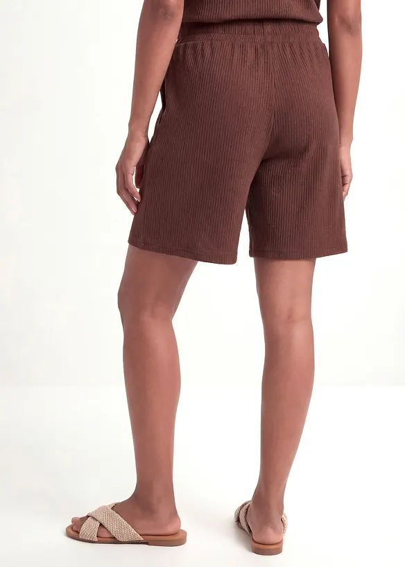 Schlupf-Shorts aus Borkencrepe in braun von hinten - bonprix