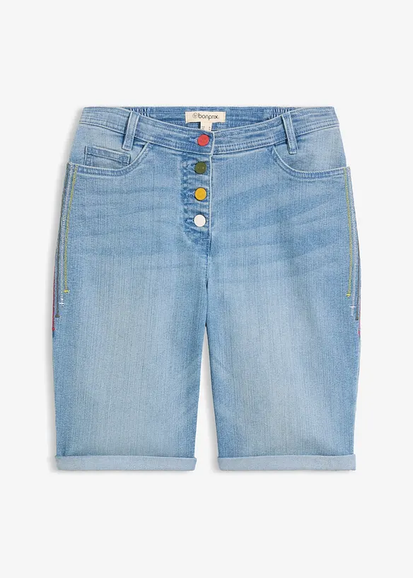Jeans Bermuda Mid Waist, Bequembund in blau von vorne - bonprix