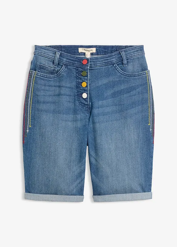 Jeans Bermuda Mid Waist, Bequembund in blau von vorne - bonprix