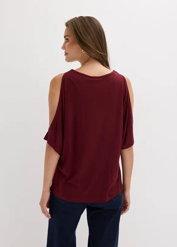 Cold-Shoulder-Shirt aus Viskose in rot von hinten (im Anschnitt) - bonprix Cold-Shoulder-Shirt aus Viskose in rot von hinten (im Anschnitt) - bonprix