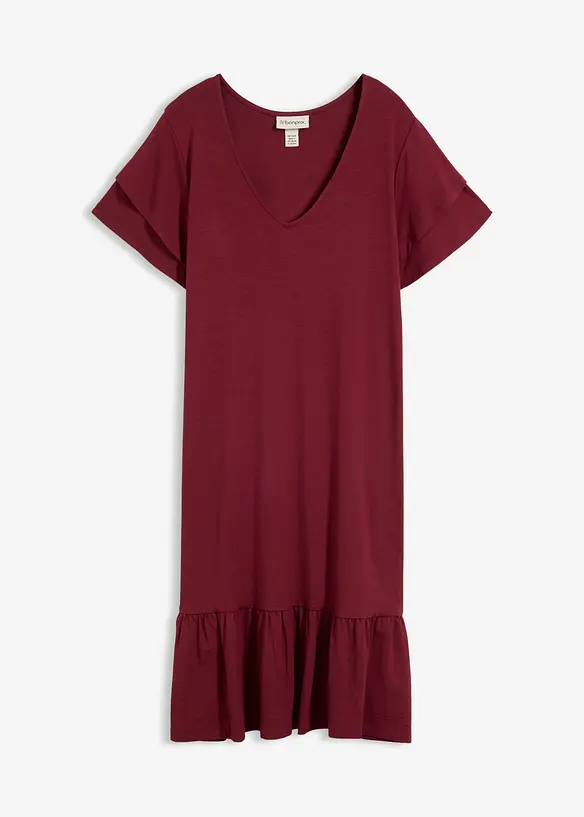 Jerseykleid mit Volant aus Viskose-Mix in rot von vorne - bonprix Jerseykleid mit Volant aus Viskose-Mix in rot von vorne - bonprix