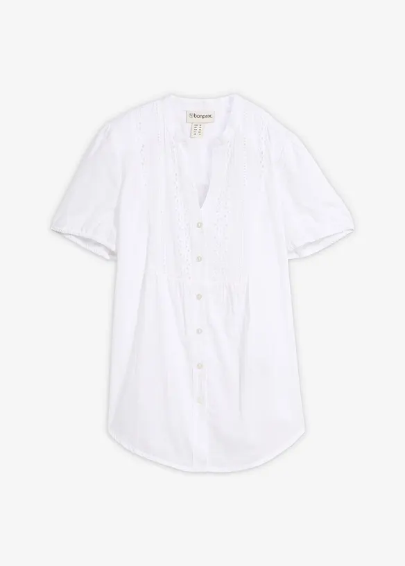 Bluse mit Lochstickerei in weiß von vorne - bonprix Bluse mit Lochstickerei in weiß von vorne - bonprix