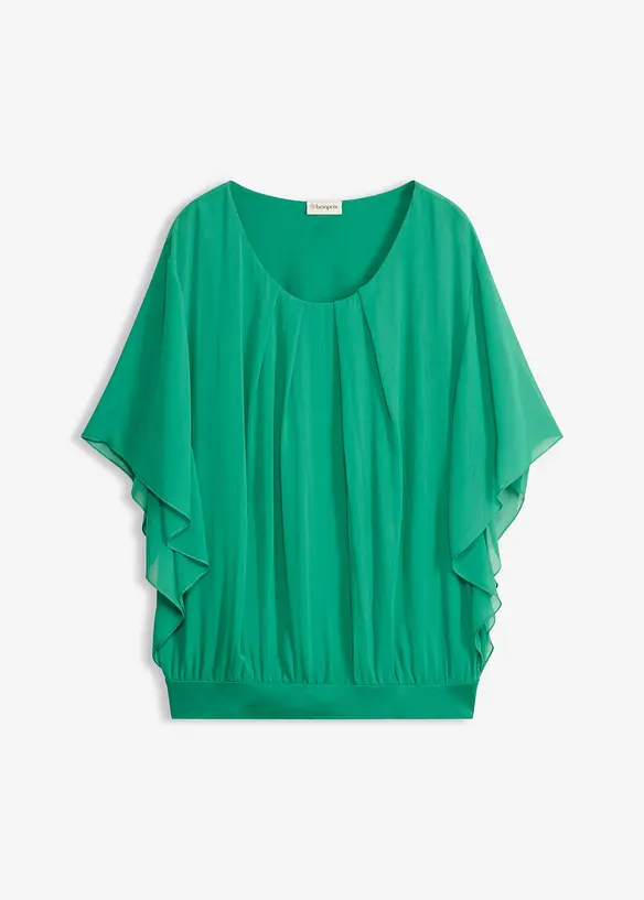 Chiffonbluse mit Fledermausärmel in grün von vorne - bonprix Chiffonbluse mit Fledermausärmel in grün von vorne - bonprix