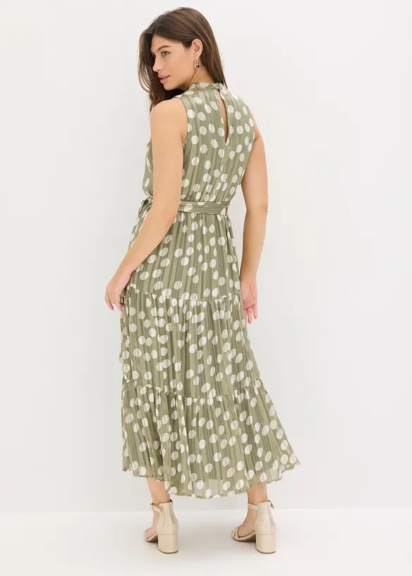 Chiffonkleid mit Glitzer in grün von hinten (Totalaufnahme) - bonprix
