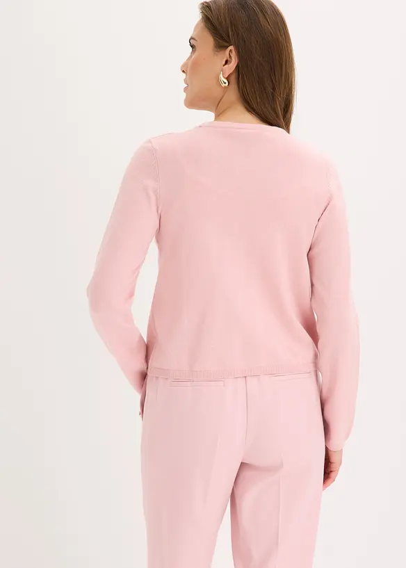 Feinstrickjacke in rosa von hinten (im Anschnitt) - bonprix Feinstrickjacke in rosa von hinten (im Anschnitt) - bonprix
