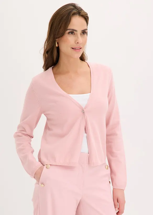 Feinstrickjacke in rosa von vorne (im Anschnitt) - bonprix Feinstrickjacke in rosa von vorne (im Anschnitt) - bonprix