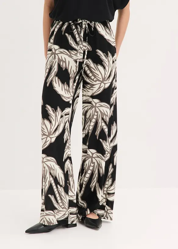 Marlenehose aus fließender Viskose in schwarz von vorne - bonprix Marlenehose aus fließender Viskose in schwarz von vorne - bonprix