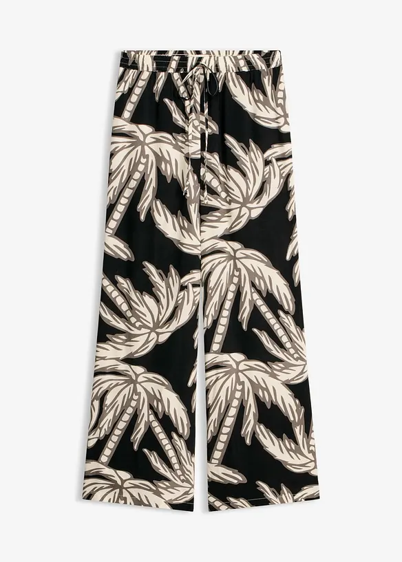Marlenehose aus fließender Viskose in schwarz von vorne - bonprix Marlenehose aus fließender Viskose in schwarz von vorne - bonprix